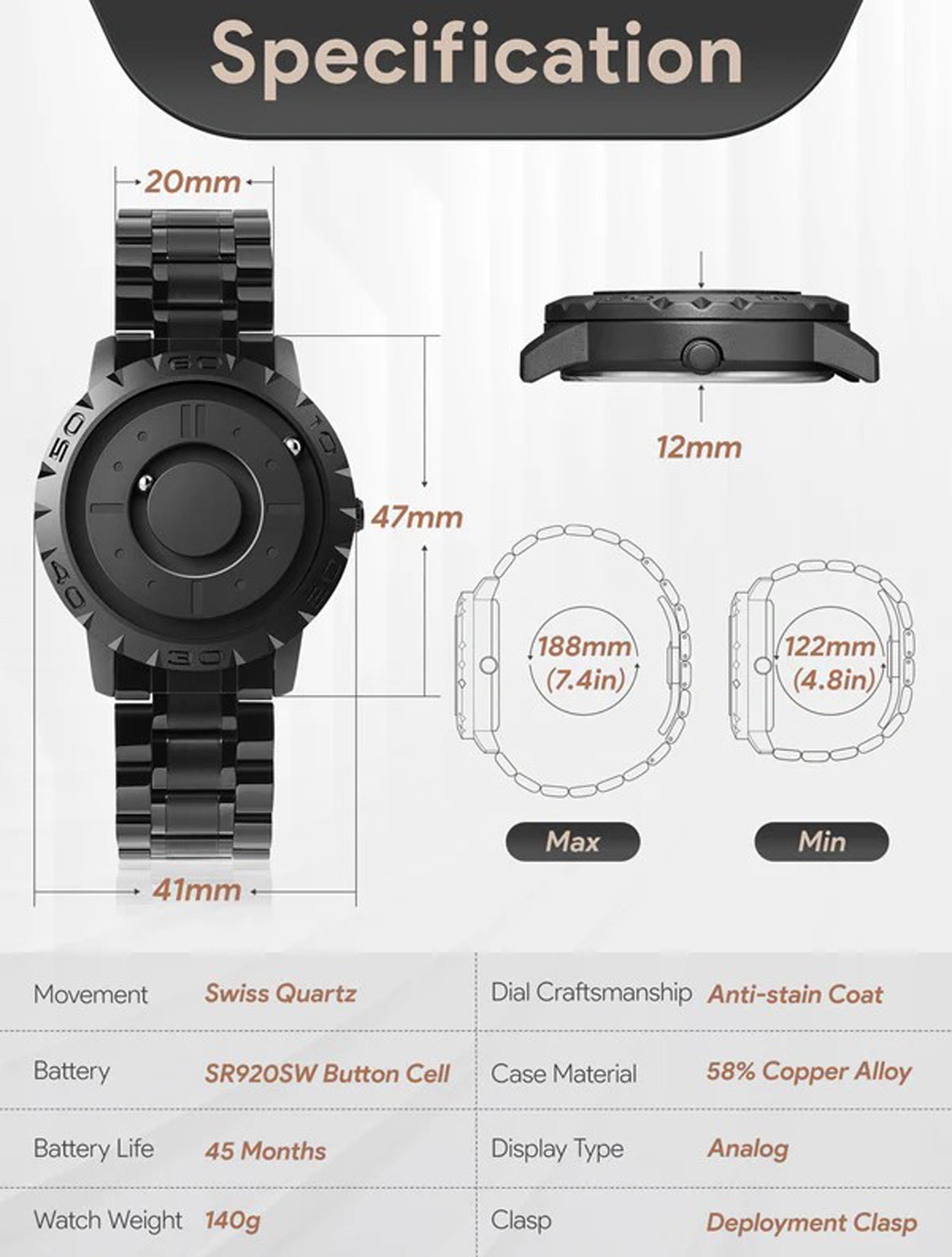 RealBuff Magnetic Men's Analog watch