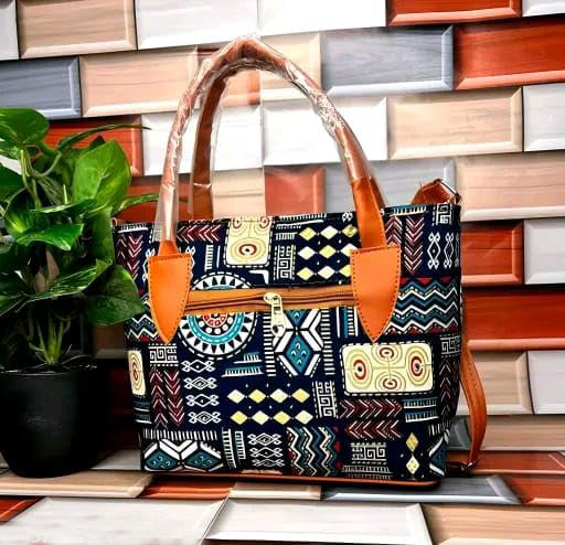 Tribal Print Tote Handbag with Sling Strap Pouch – Stylish and Spacious