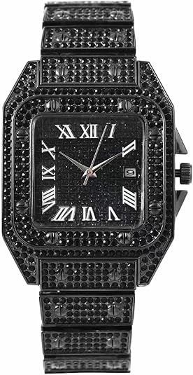 Elegant Square Dial Analog Watch – Diamond-Studded Brilliance