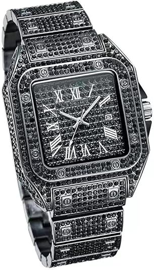 Elegant Square Dial Analog Watch – Diamond-Studded Brilliance
