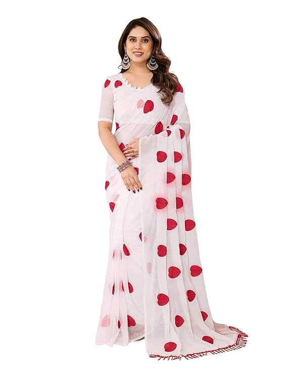 RealBuff Women's Plain Polyester Sarees