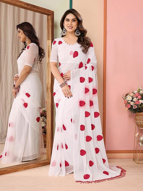 RealBuff Women's Plain Polyester Sarees