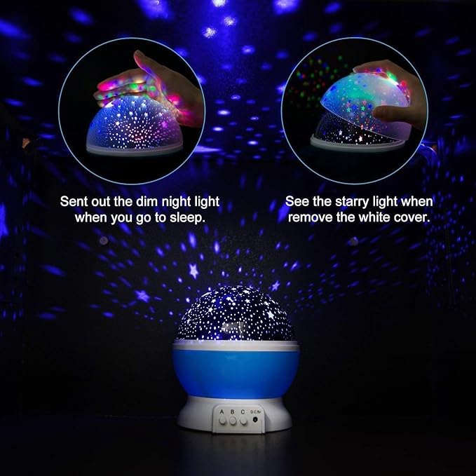 Romantic Sky Star Master Night Light Projector Children Kids Baby Sleep Lighting, 360° Rotating Starry Lamp