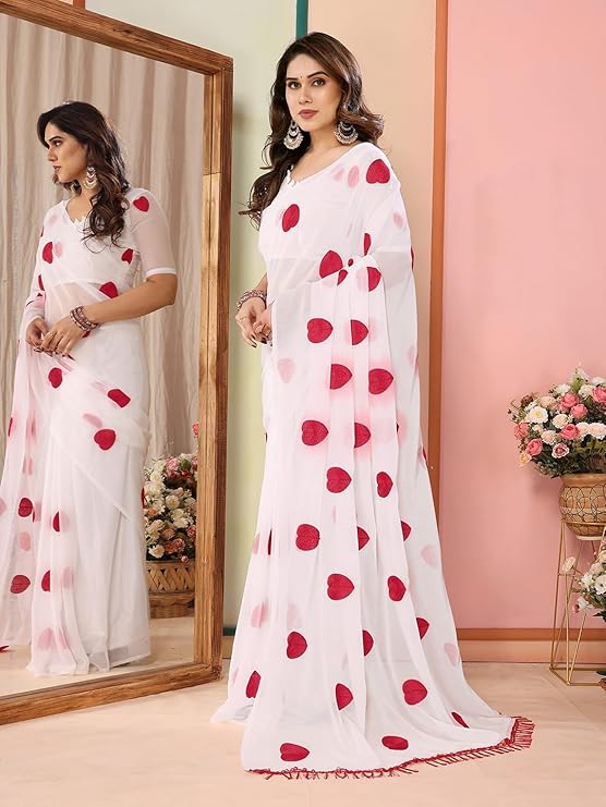 RealBuff Women's Plain Polyester Sarees