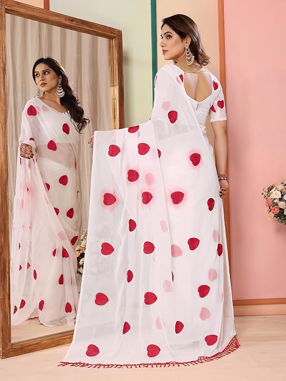 RealBuff Women's Plain Polyester Sarees