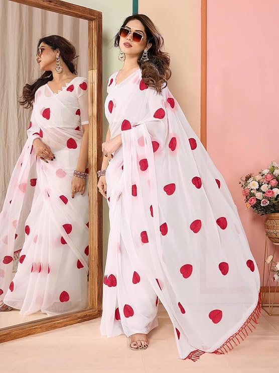 RealBuff Women's Plain Polyester Sarees