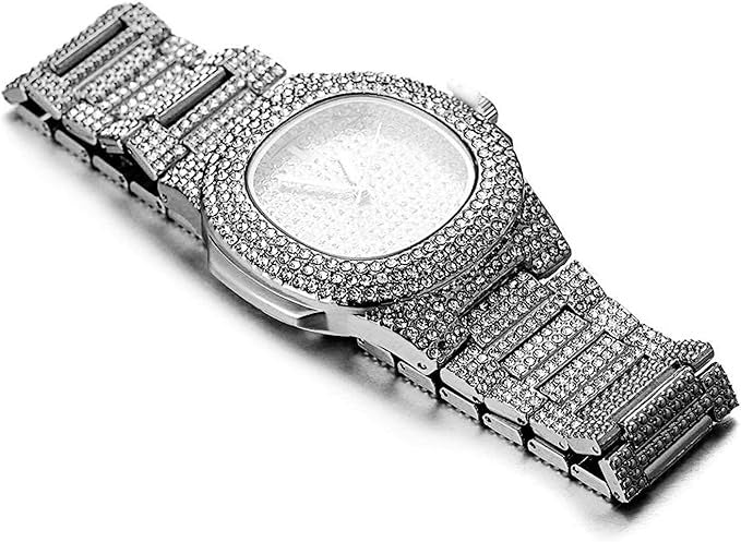 Elegant Round Dial Analog Watch – Diamond-Studded Brilliance