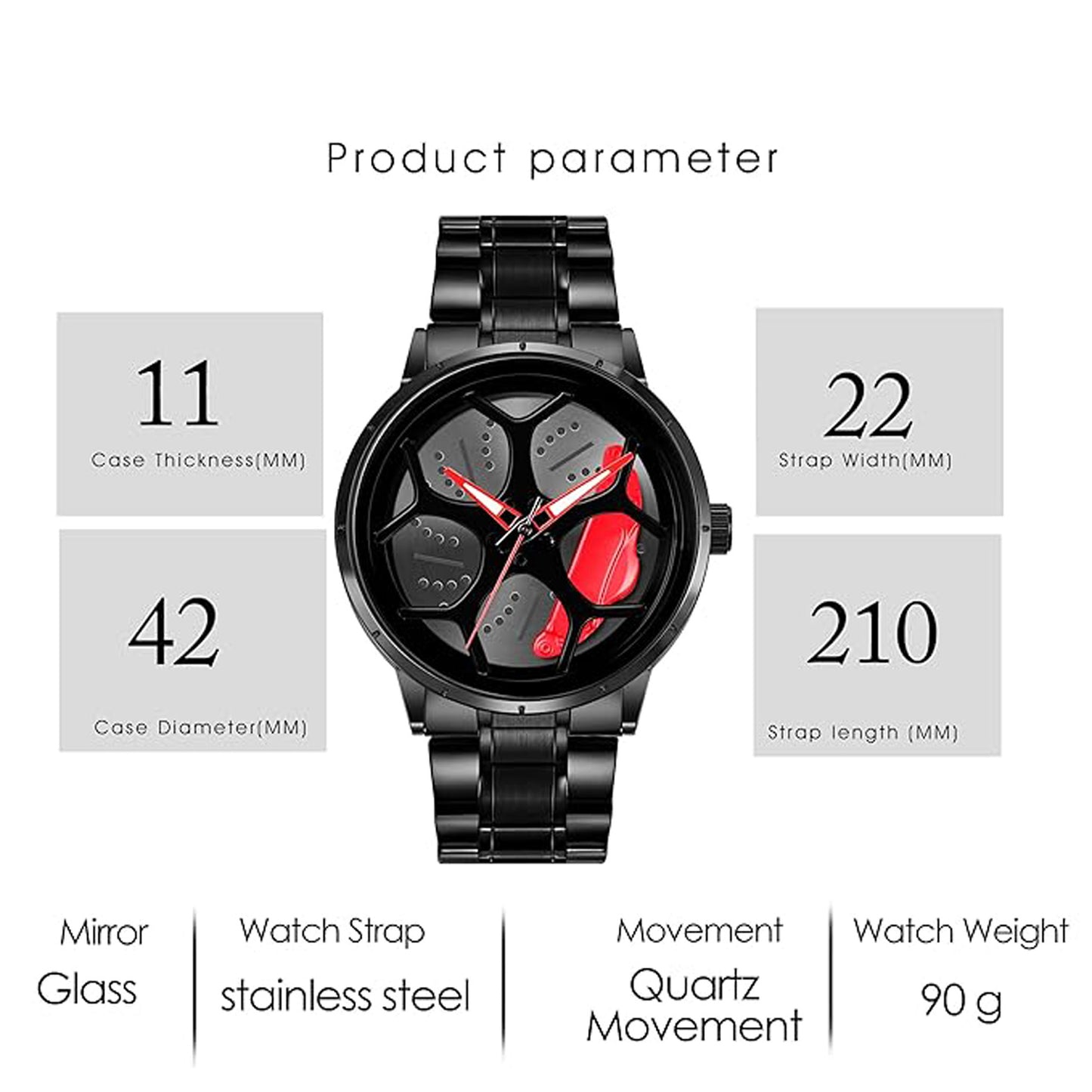 Tencel Car Wheel Watch Stainless Steel Chain Gyro watch
