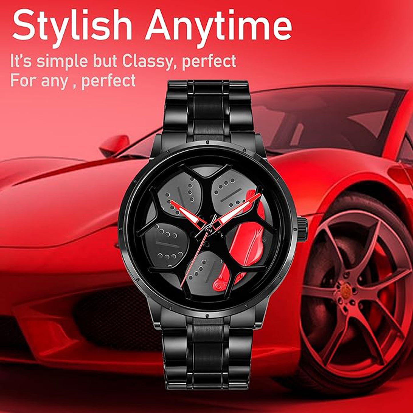 Tencel Car Wheel Watch Stainless Steel Chain Gyro watch