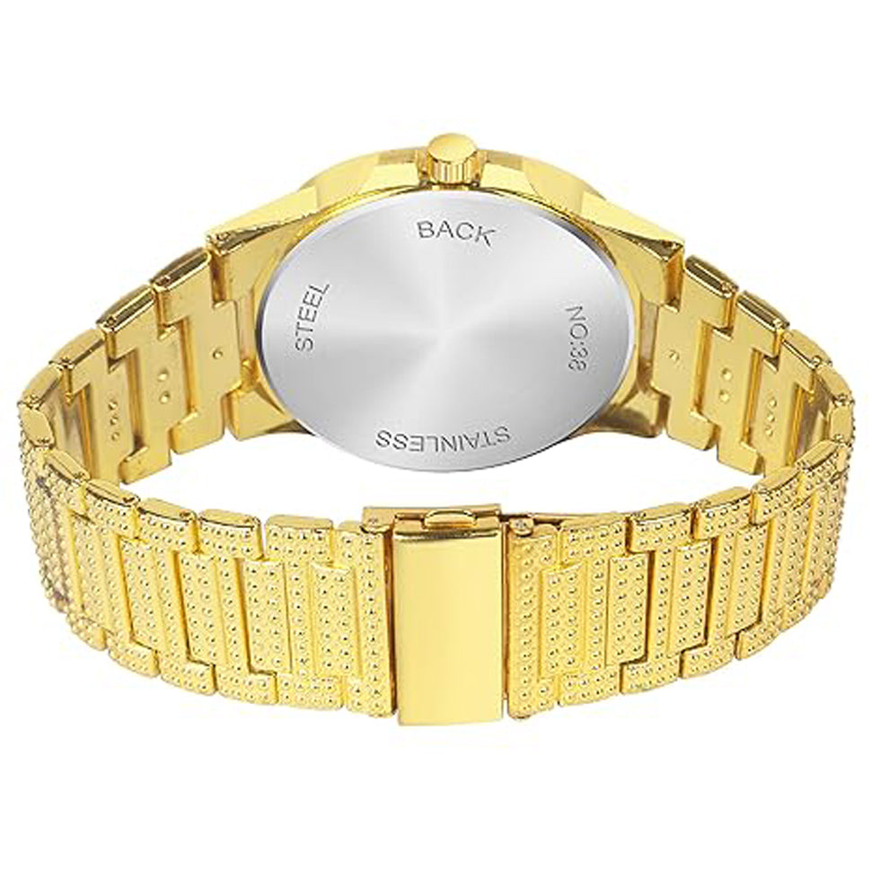 Elegant Round Dial Analog Watch – Diamond-Studded Brilliance