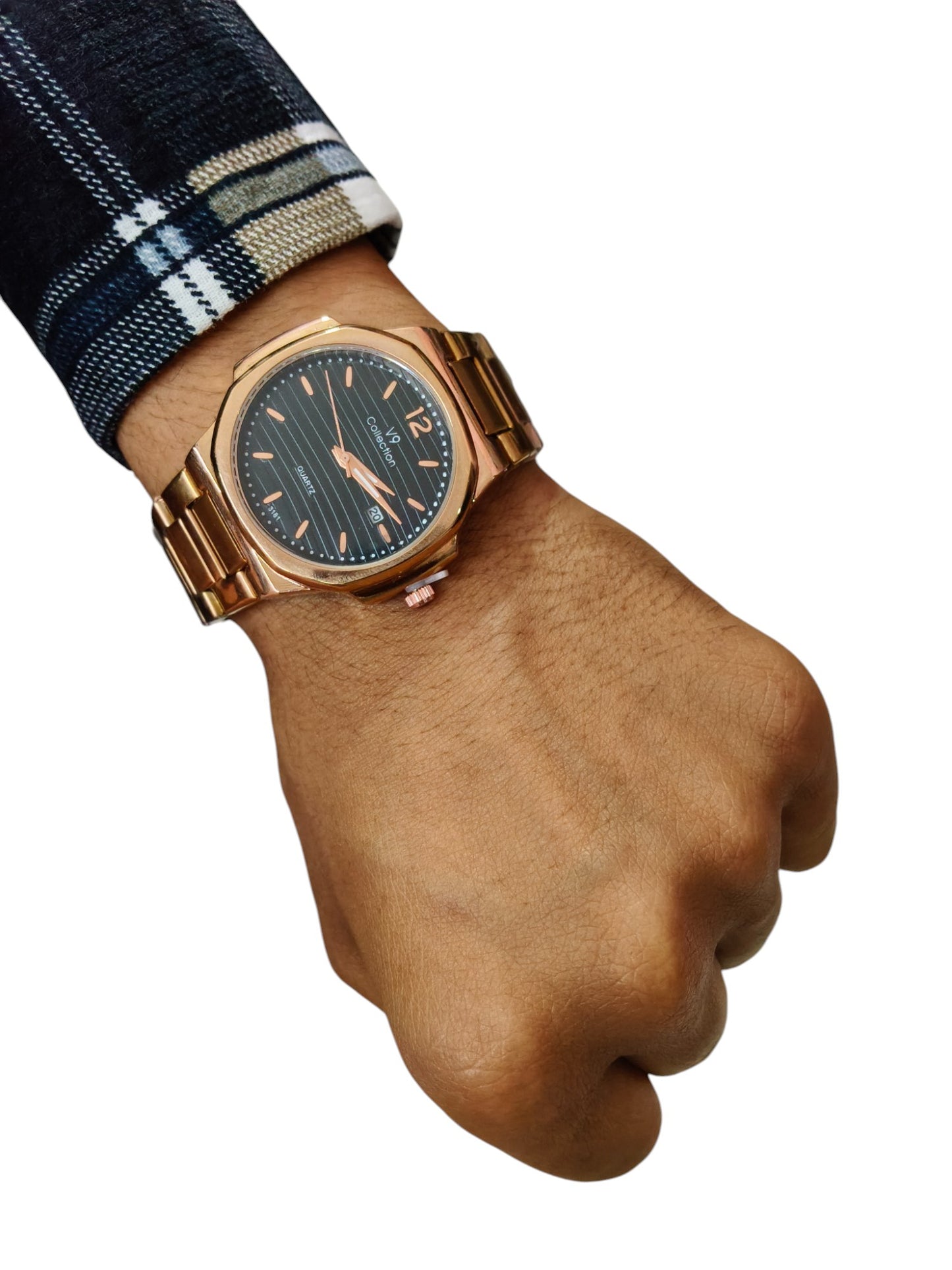 V9 Collection Stainless Steel Analog Watch with Date Function