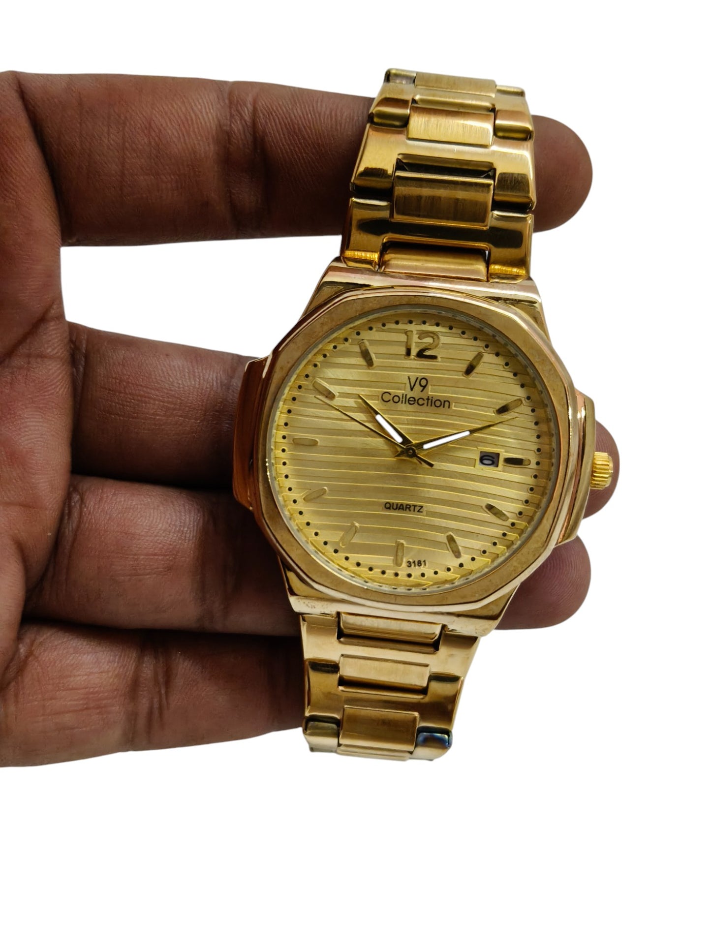 V9 Collection Stainless Steel Analog Watch with Date Function