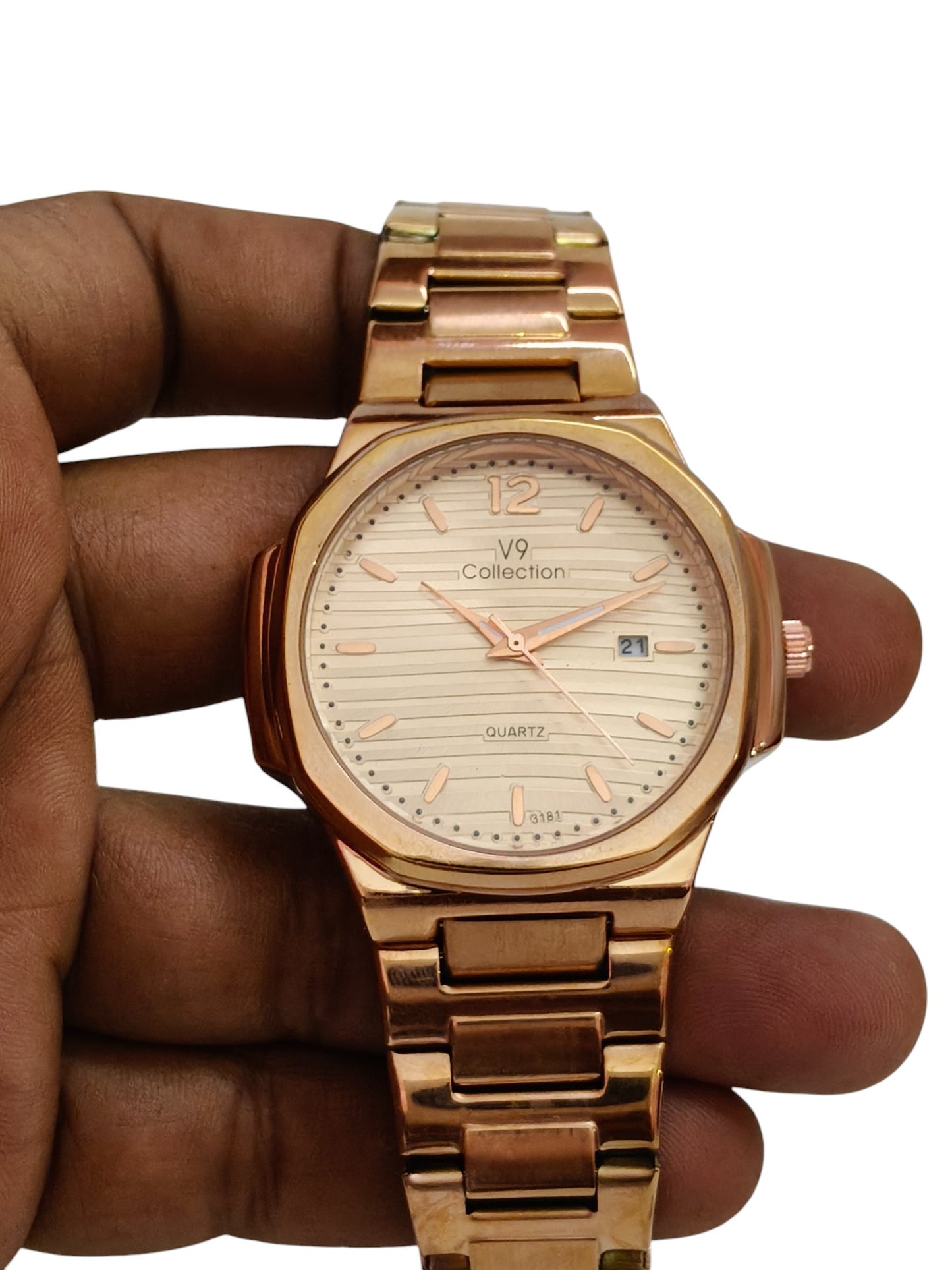 V9 Collection Stainless Steel Analog Watch with Date Function