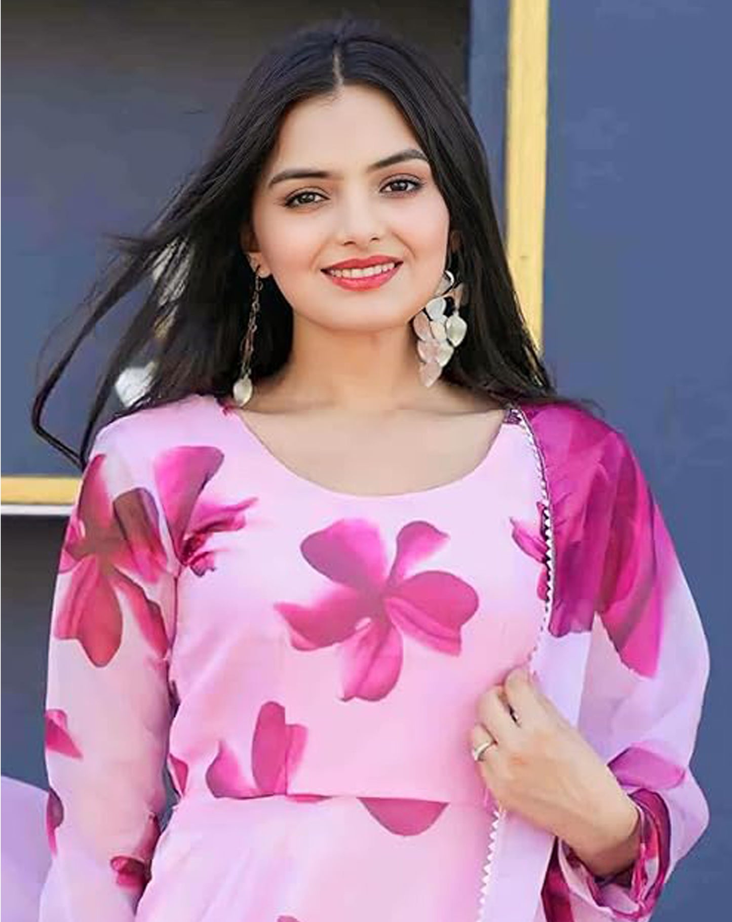Women's Floral Printed Georgette Anarkali Gown