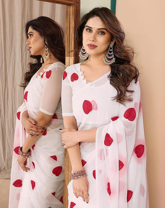 RealBuff Women's Plain Polyester Sarees