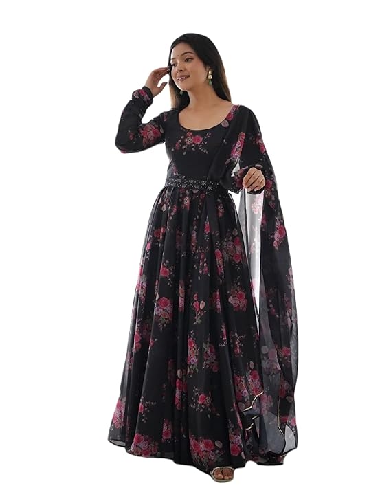 Floral Printed Georgette Anarkali Gown