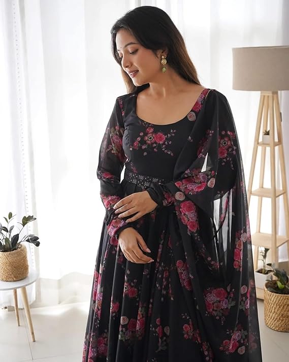 Floral Printed Georgette Anarkali Gown