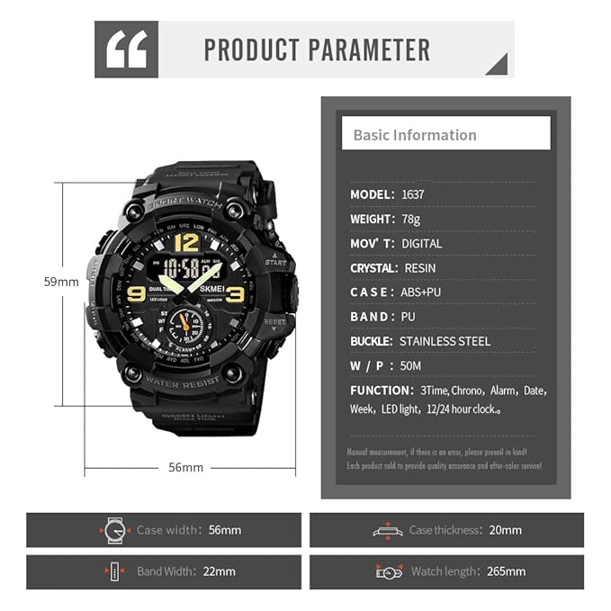 SKMEI Dual Time Sports Watch – Rugged Design, Ultimate Functionality