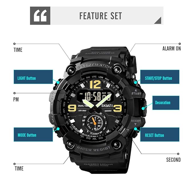 SKMEI Dual Time Sports Watch – Rugged Design, Ultimate Functionality