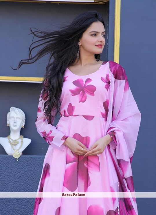 Women's Floral Printed Georgette Anarkali Gown