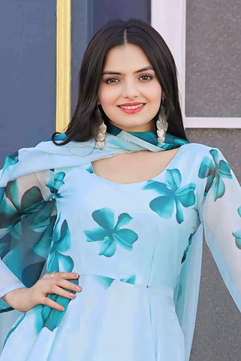 Women's Floral Printed Georgette Anarkali Gown