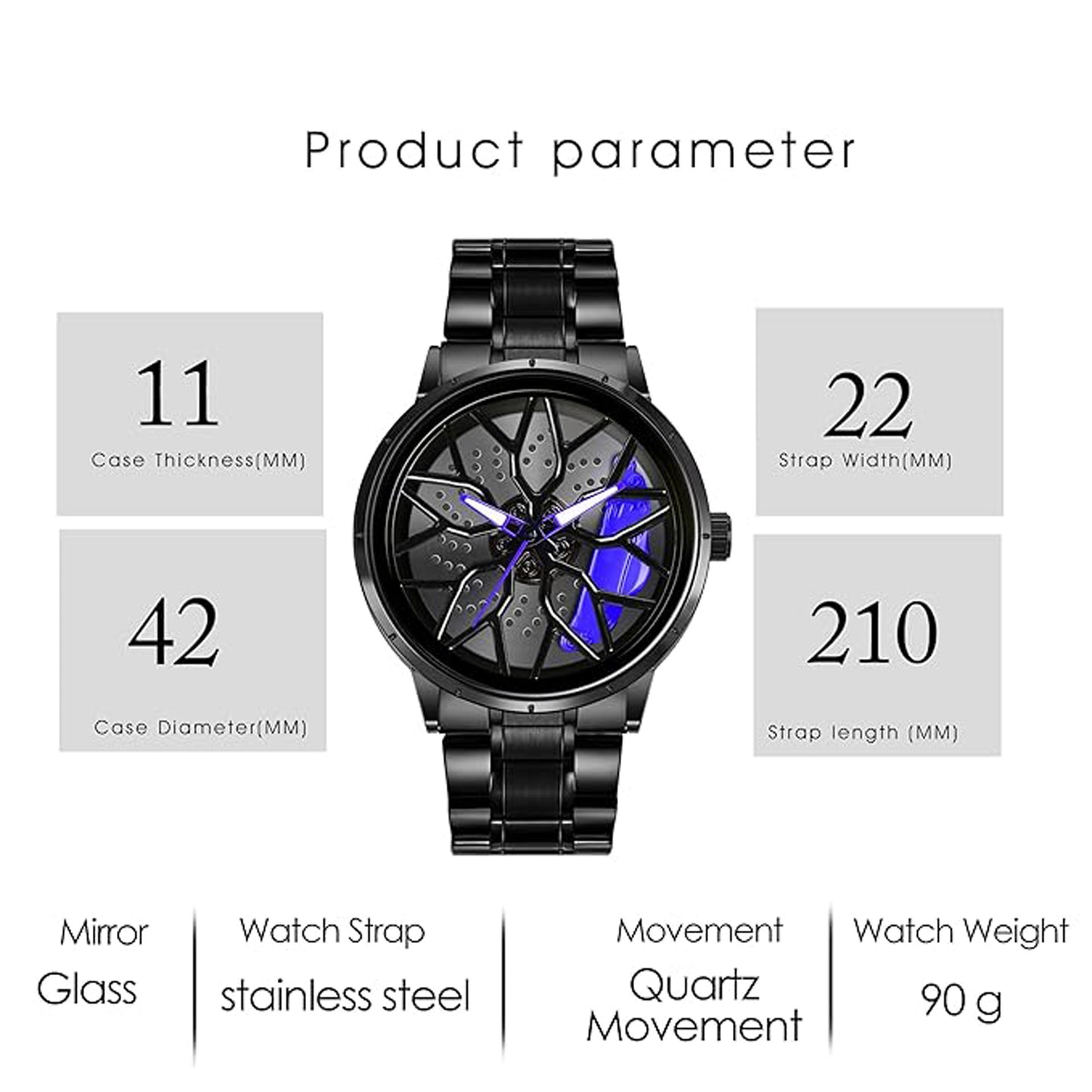 Tencel Car Wheel Watch Stainless steel Chain Lotus