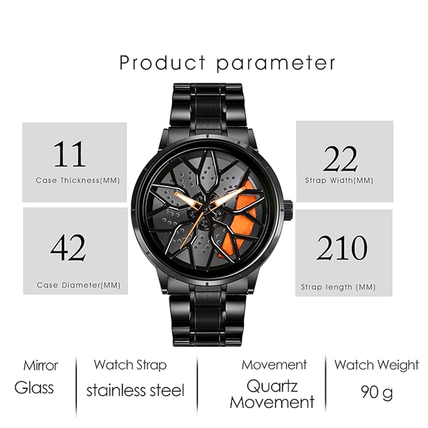 Tencel Car Wheel Watch Stainless steel Chain Lotus