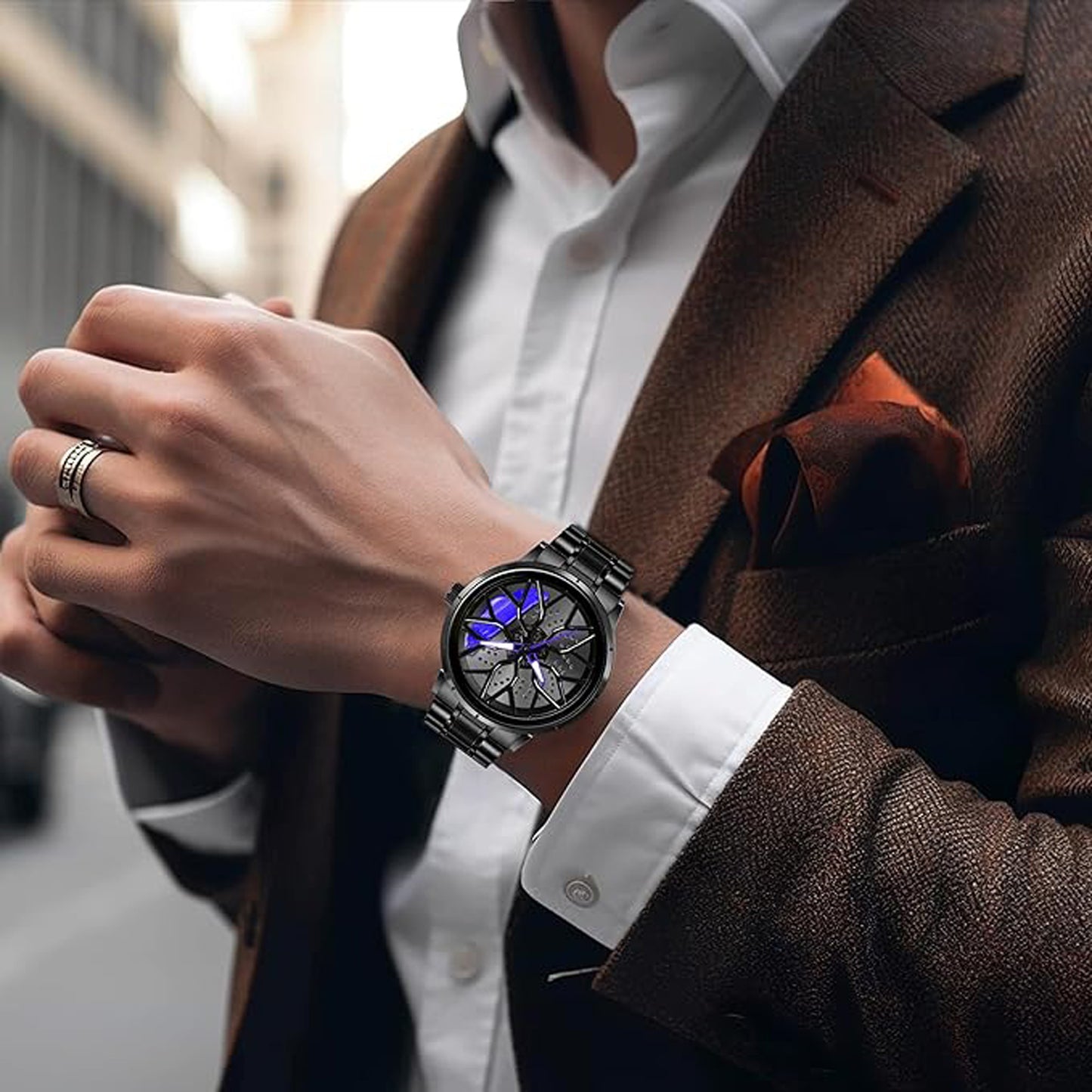 Tencel Car Wheel Watch Stainless steel Chain Lotus