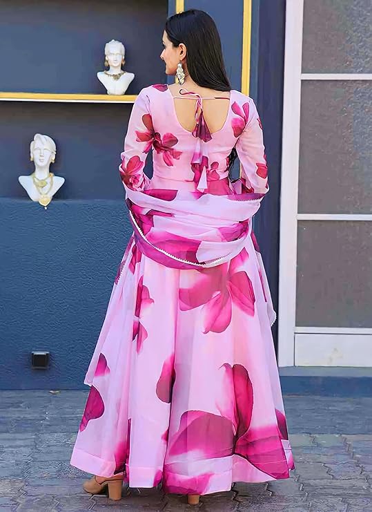 Women's Floral Printed Georgette Anarkali Gown
