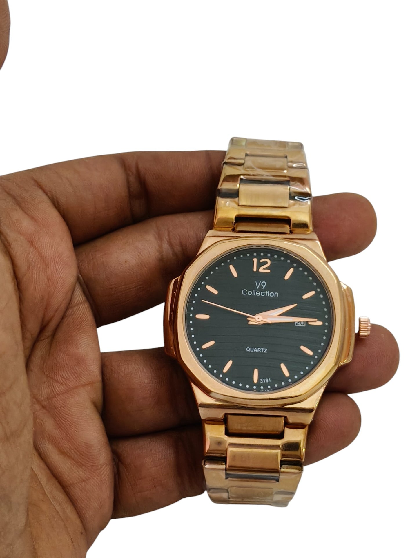 V9 Collection Stainless Steel Analog Watch with Date Function