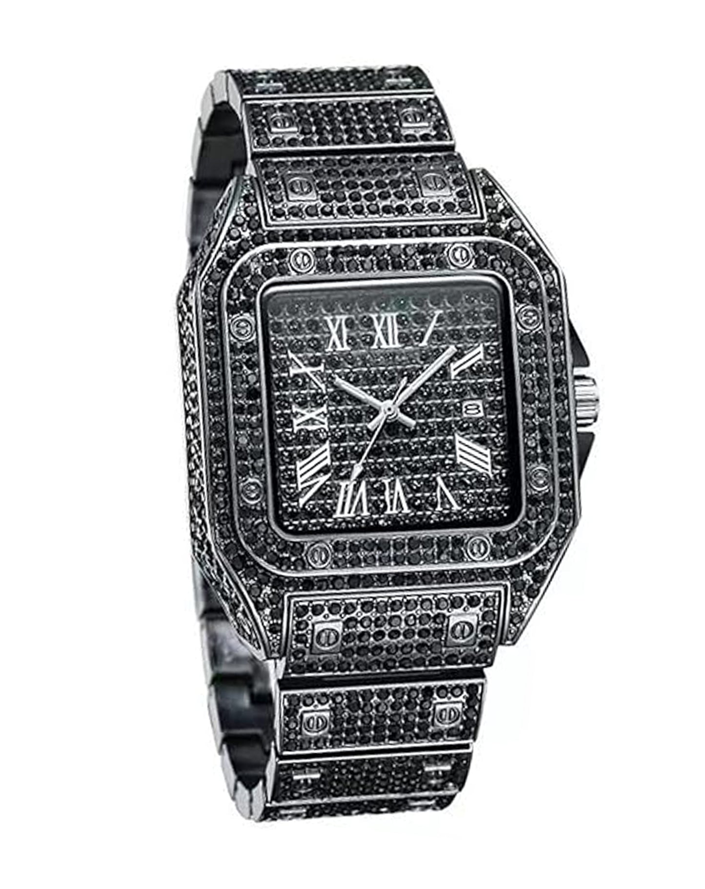 Elegant Square Dial Analog Watch – Diamond-Studded Brilliance